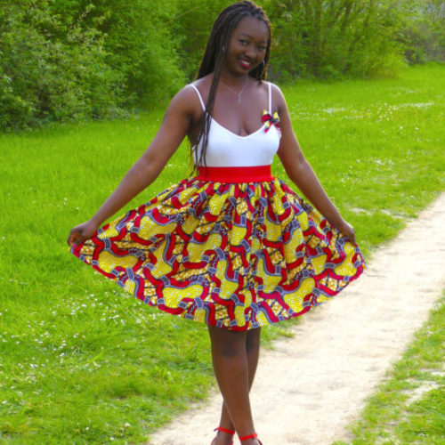 jupe évasée vêtement femme wax africain tissu ankara