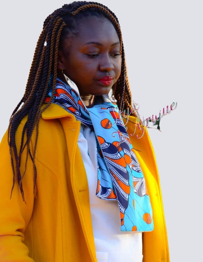 Echarpe Azur d'Afrique écharpe wax africain ankara doublé polaire. écharpe d'automne foulard doublé polaire hiver mixte snood en wax africain