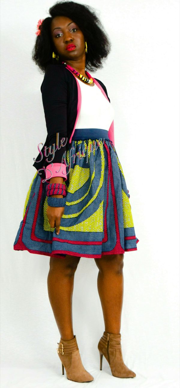 jupe patineuse évasée wax africain femme. jupe patineuse wax africaine ethnique jupe midi africaine wax pagne pour femme fleuri été