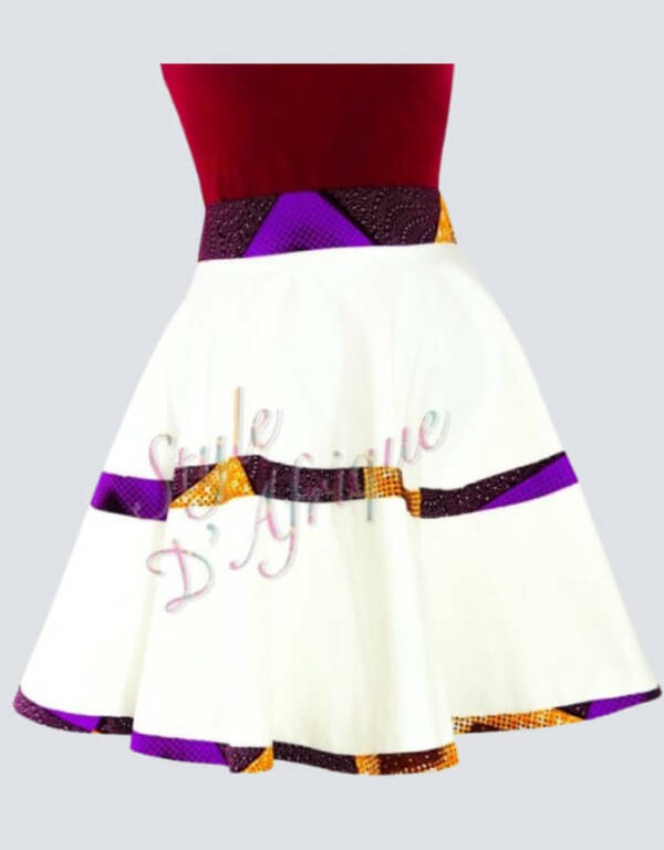 jupe patineuse violet évasée wax africain femme. jupe patineuse wax africaine ethnique jupe midi africaine wax pagne pour femme fleuri été