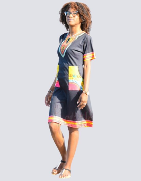 robe DASHIKI jaune robe droite DASHIKI extensible africain