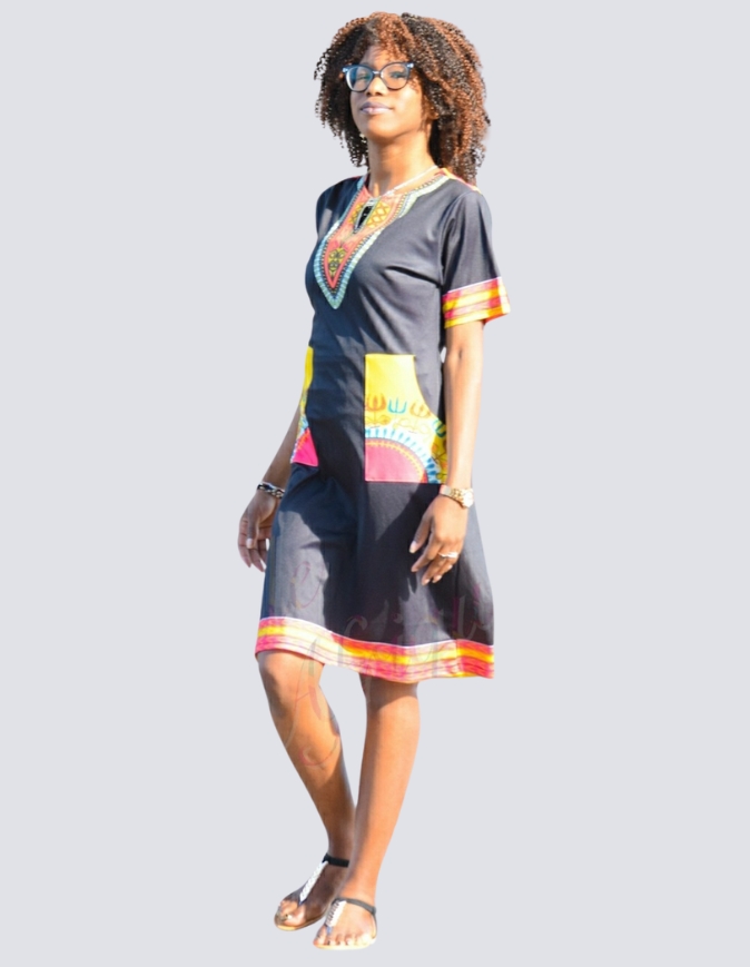 robe DASHIKI jaune robe droite DASHIKI extensible africain