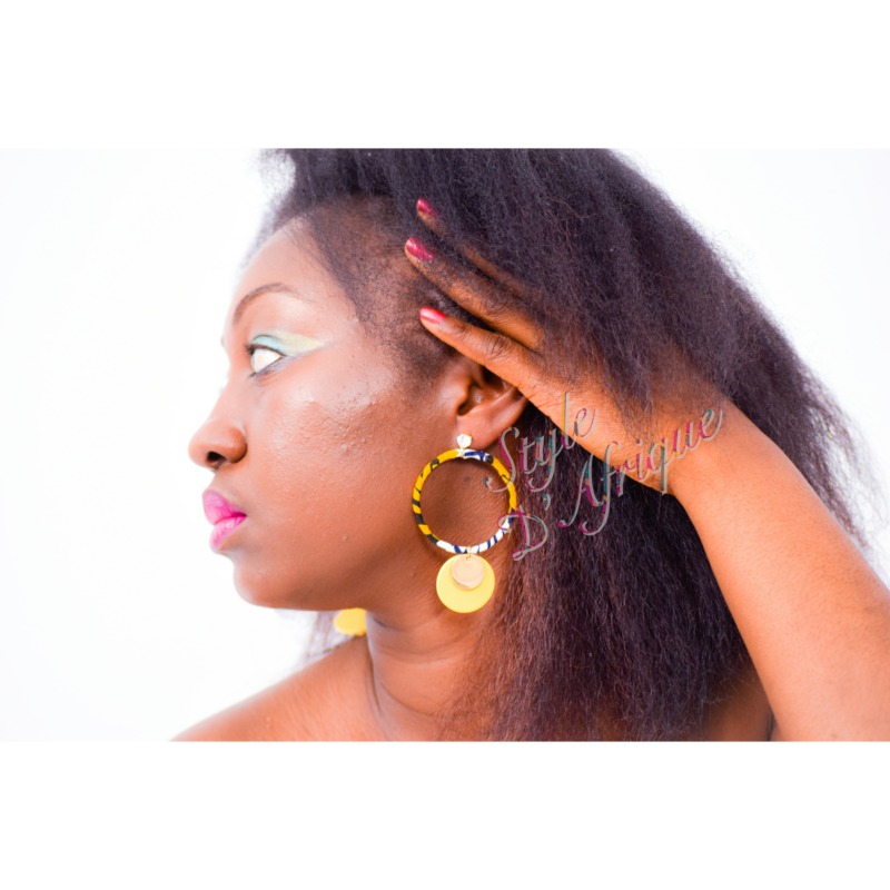 boucles d'oreilles créoles en wax africain