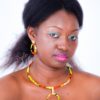 collier à pendentif rond avec boucles d'oreilles créoles mini en wax africain