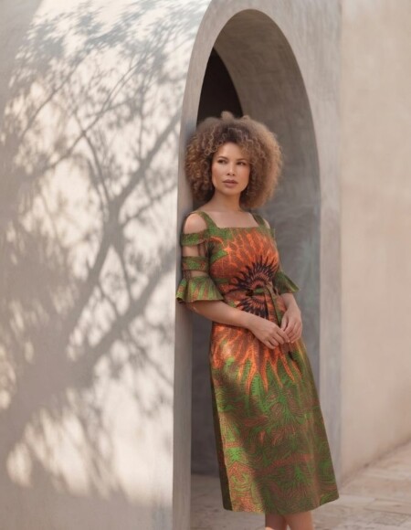 Robe été évasée verte, robe évasée wax africain femme. robe courte été wax africain bohème chic femme, robe de bal, robe été, robe de cérémonie femme, robe longue fleurie