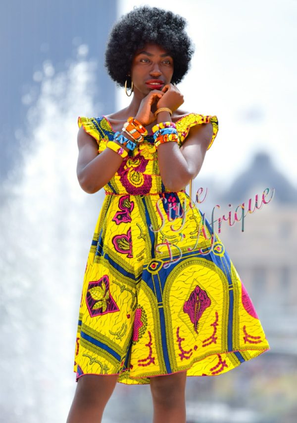 robe vêtement femme wax africain tissu ankara tour eiffel