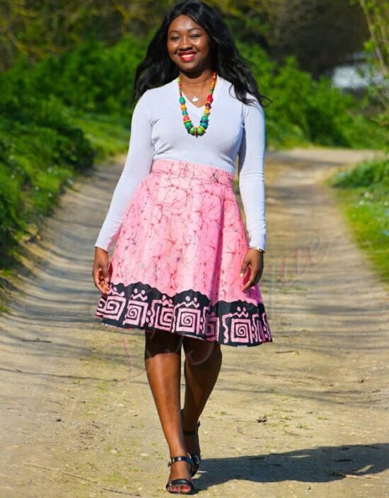 jupe patineuse wax africaine ethnique jupe midi africaine wax pagne pour femme fleuri été