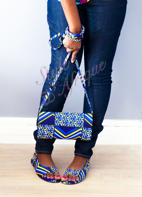 ensemble sac à main pochette wax et sandales ankara africain ethnique