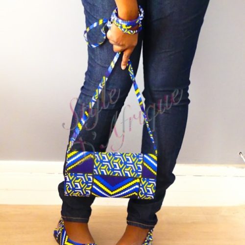 ensemble sac à main pochette wax et sandales ankara africain ethnique