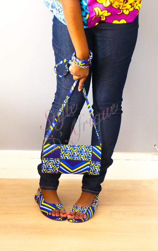 ensemble sac à main pochette wax et sandales ankara africain ethnique