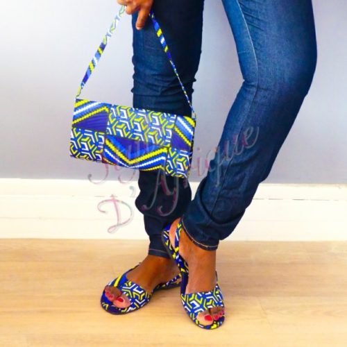ensemble sac à main pochette wax et sandales ankara africain ethnique