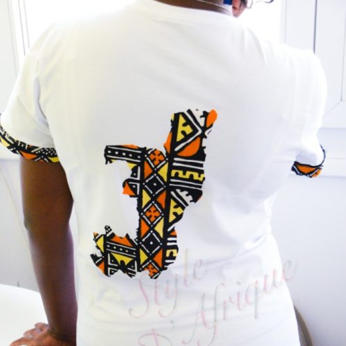 T-shirt carte congo motifs wax africain homme femme