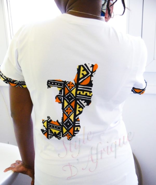 T-shirt carte congo motifs wax africain homme femme