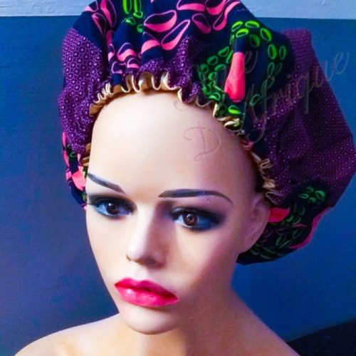 bonnet satin nuit cape de bain chapeau douche cheveux WAX africain ethnique femme