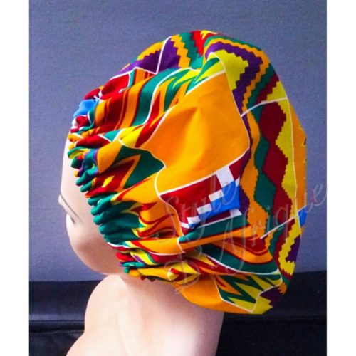 cape de bain chapeau douche cheveux KENTE africain ethnique femme