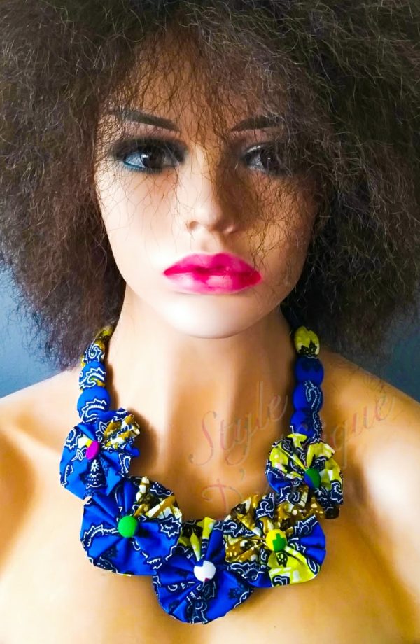 collier wax ras de cou fleurs wax africain