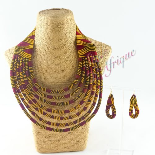 Parure ras de cou ensemble wax bijoux ankara africain ethnique