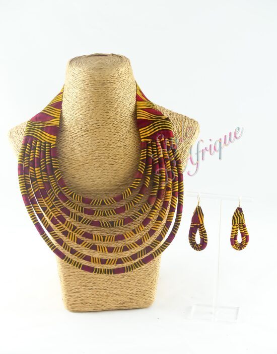Parure ras de cou ensemble wax bijoux ankara africain ethnique