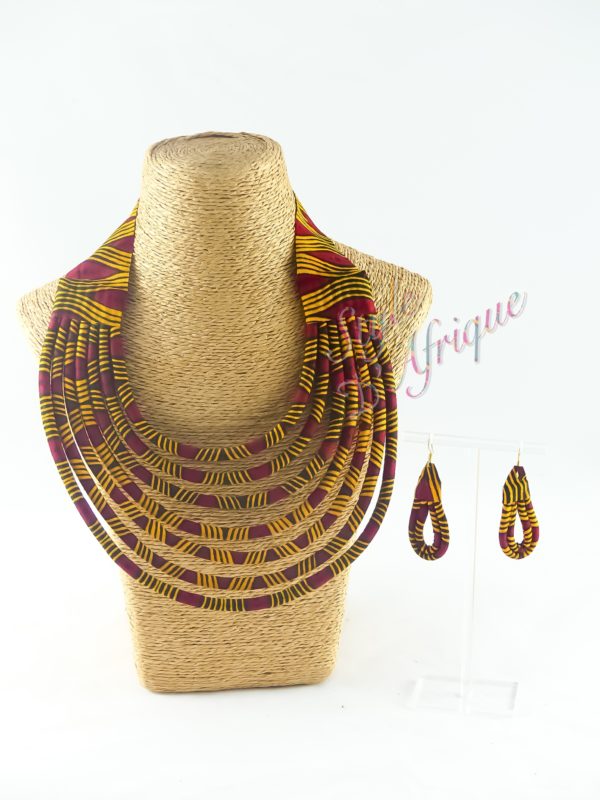 Parure ras de cou ensemble wax bijoux ankara africain ethnique