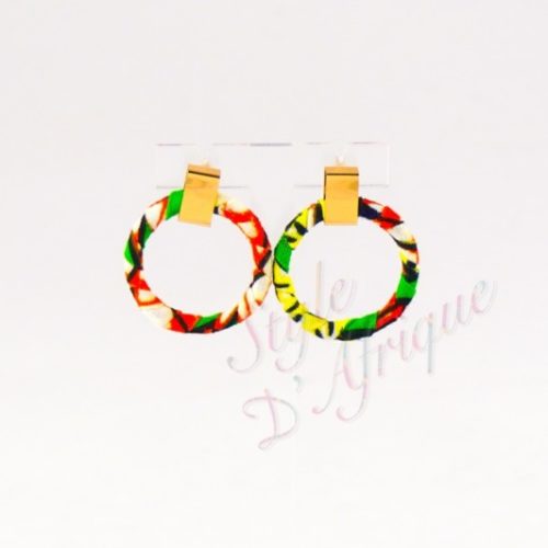 boucles d'oreilles créole wax africain tissu ethnique