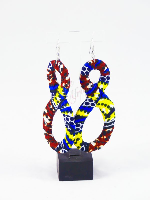 boucle d'oreille en huit wax africain ankara