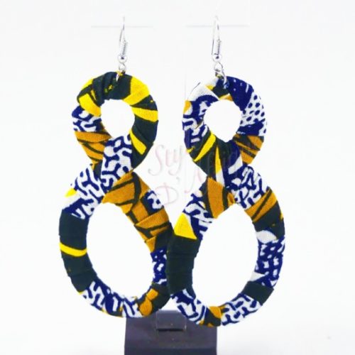 boucles d'oreilles en huit wax africain ankara