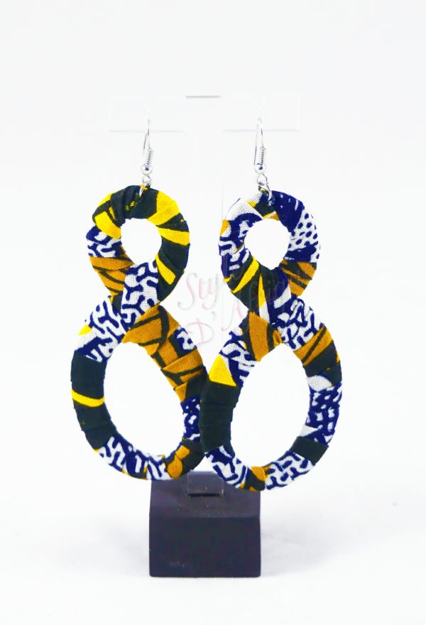 boucles d'oreilles en huit wax africain ankara