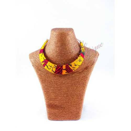Collier wax africain rouge