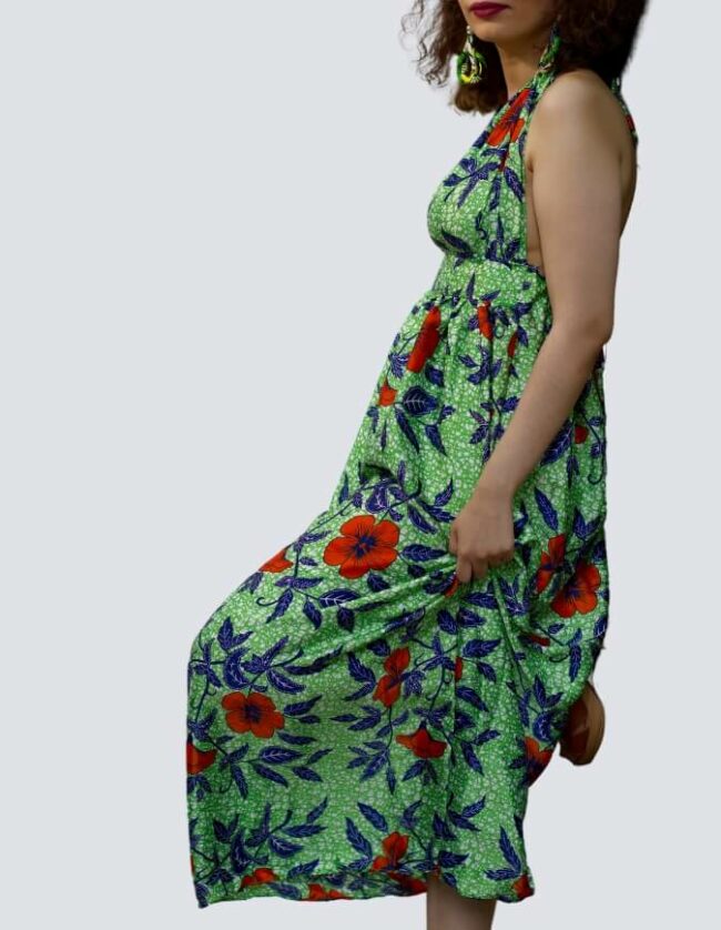 Robe BAMBARA soie verte