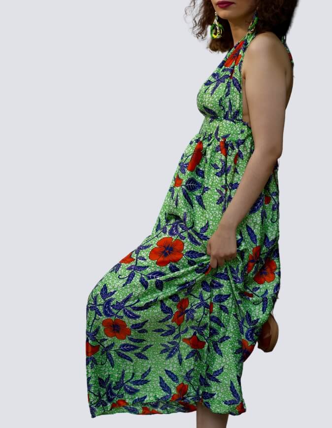 Robe BAMBARA soie verte