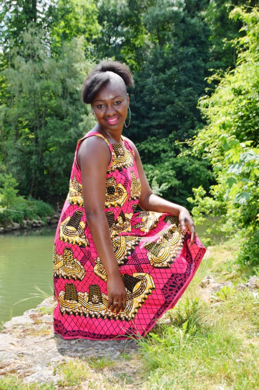 Robe wax africain trapèze femme chic moderne traditionnelle