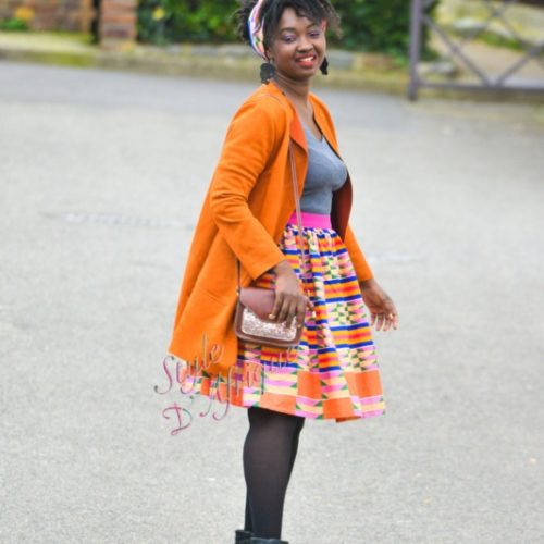 Jupe et foulard KENTE , jupe midi africaine wax pagne pour femme fleuri été, foulard de tête, chapeau de tête, bandana,