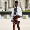 Mini Jupe droite femme extensible Bogolan africain lycra