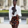 Mini Jupe droite femme extensible Bogolan africain lycra