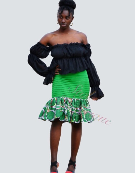 Jupe à volant en wax, wax jupe africain femme été, jupe courte, jupe droite, jupe extensible wax
