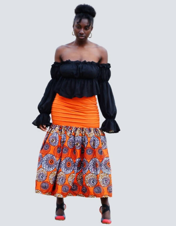 Jupe droite à volant, wax jupe africain femme été, jupe courte, jupe droite, jupe extensible wax