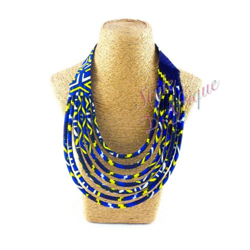 bijoux collier wax multirangs femme africaine, bijoux fantaisie, breloque africaine, bijoux ethniques, collier bohème, collier traditionnel chic
