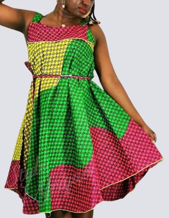 robe évasée wax africain femme. robe courte été wax africain bohème chic femme, robe de bal, robe été, robe de cérémonie femme, robe longue fleurie