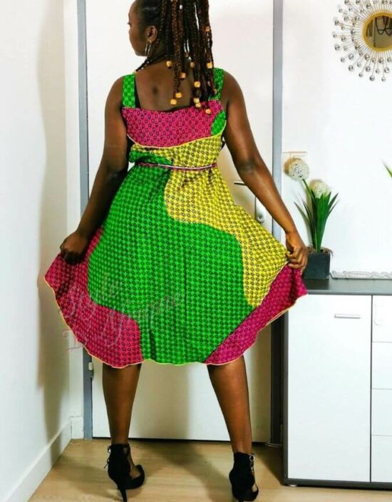 robe évasée wax africain femme. robe courte été wax africain bohème chic femme, robe de bal, robe été, robe de cérémonie femme, robe longue fleurie
