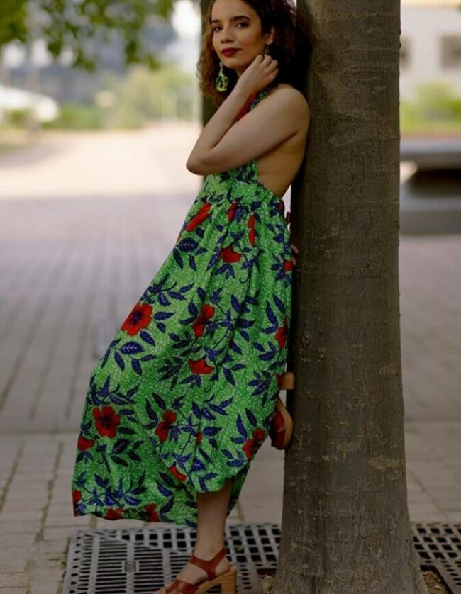 Robe BAMBARA soie vert