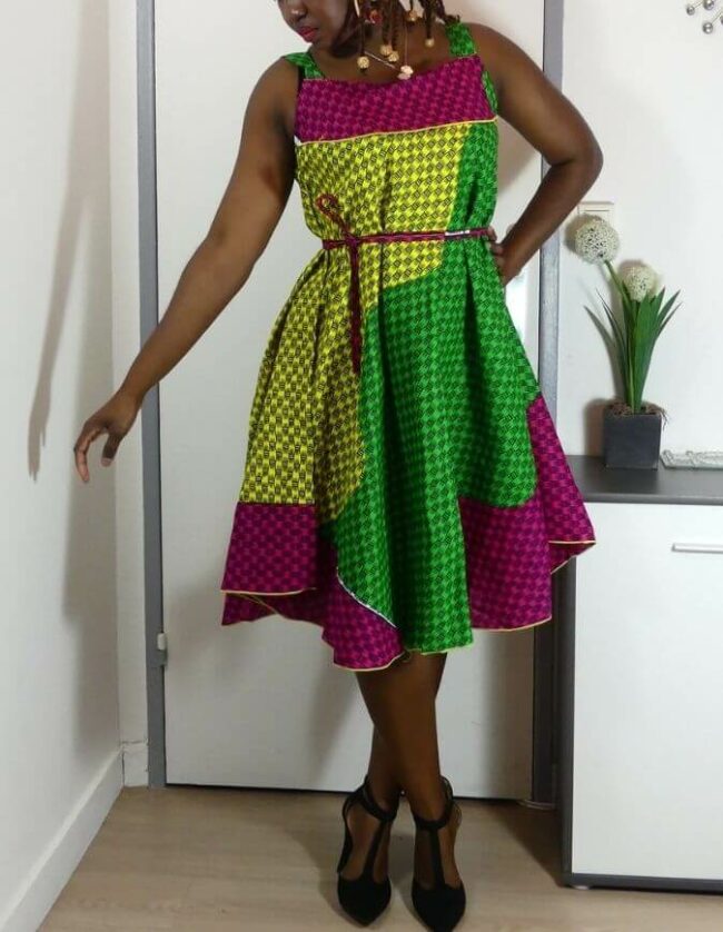 robe évasée wax africain femme. robe courte été wax africain bohème chic femme, robe de bal, robe été, robe de cérémonie femme, robe longue fleurie