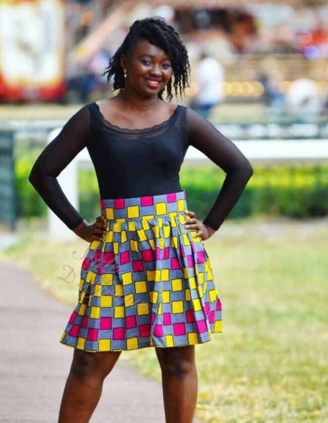 Jupe d'été à carreaux, Jupe plissée évasée, jupe midi africaine wax pagne pour femme fleuri été jupe africaine moderne ethnique