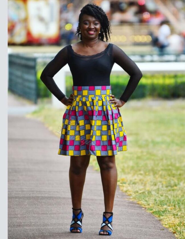 Jupe d'été à carreaux, Jupe plissée évasée, jupe midi africaine wax pagne pour femme fleuri été jupe africaine moderne ethnique