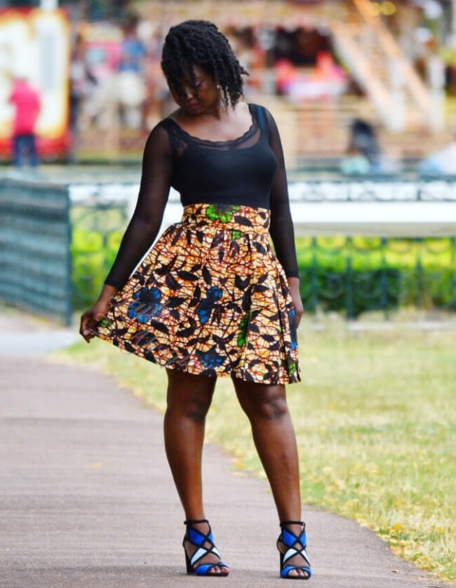 Jupe louane marron, Jupe plissée à fermeture, jupe midi africaine wax pagne pour femme fleuri été jupe africaine moderne ethnique