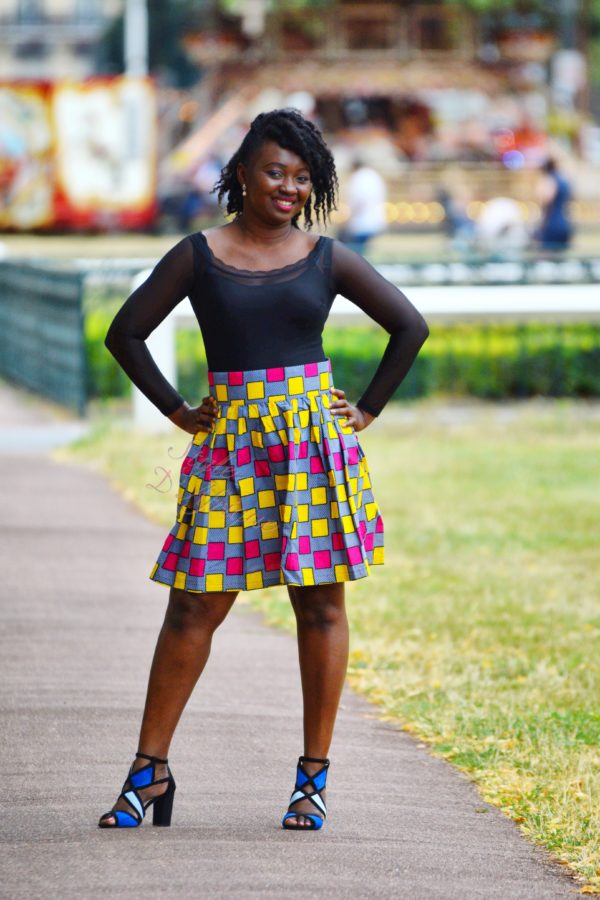 Jupe plissée évasée, jupe midi africaine wax pagne pour femme fleuri été jupe africaine moderne ethnique