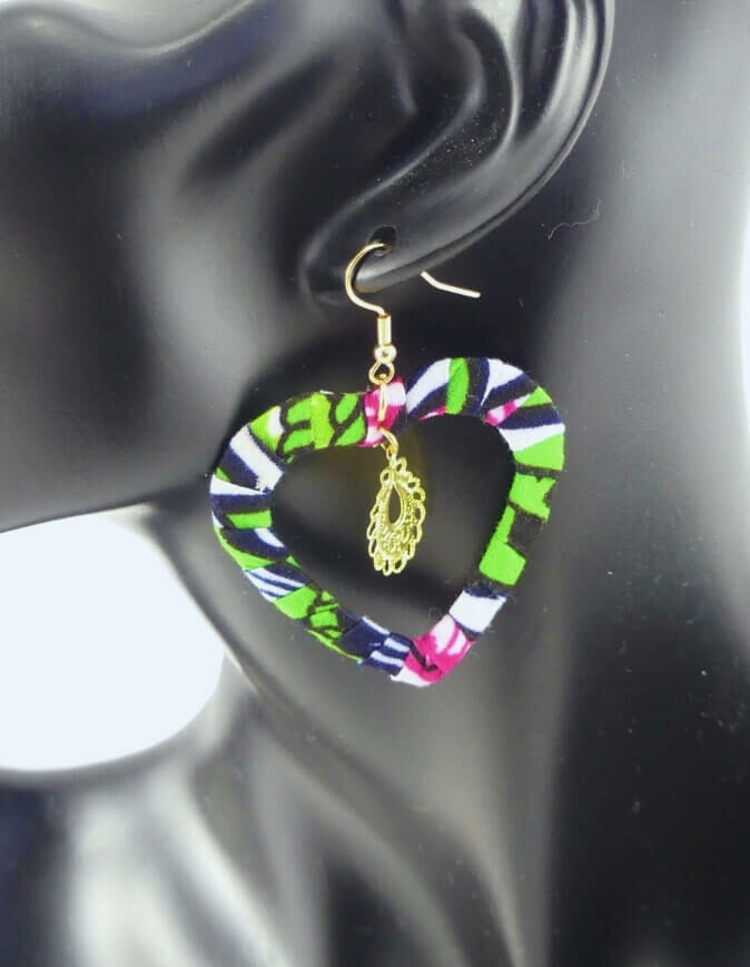 boucles d'oreilles cajou wax africain