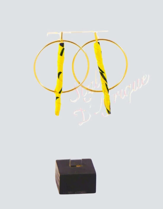 boucles d'oreilles Baronne créole wax africain tissu ethnique