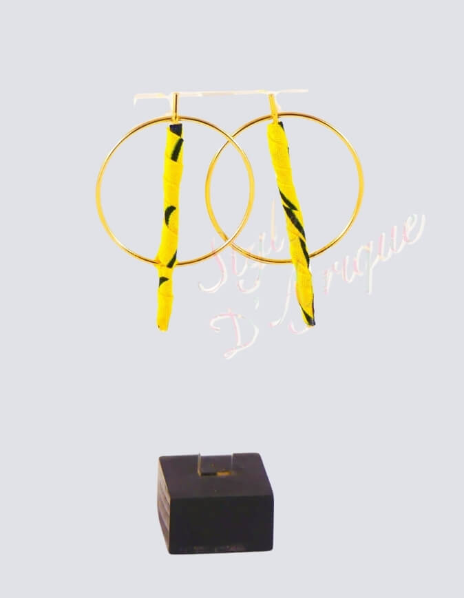 boucles d'oreilles Baronne créole wax africain tissu ethnique