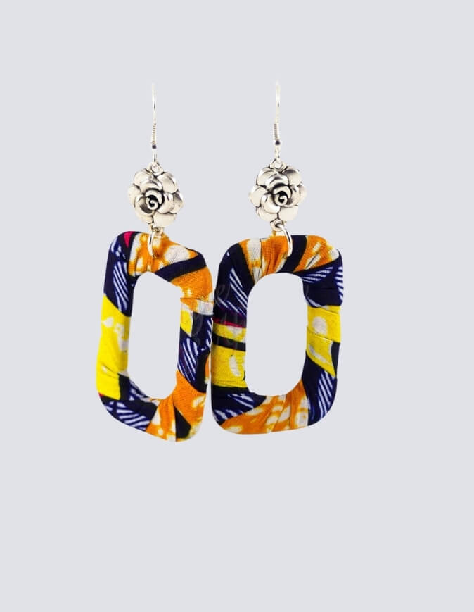 Boucles d'oreilles Casiope pendante wax africain ankara