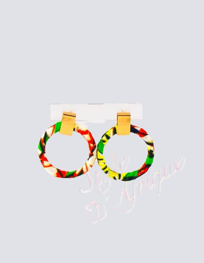 Boucles d'oreilles Rita, boucles d'oreilles créole wax africain tissu ethnique